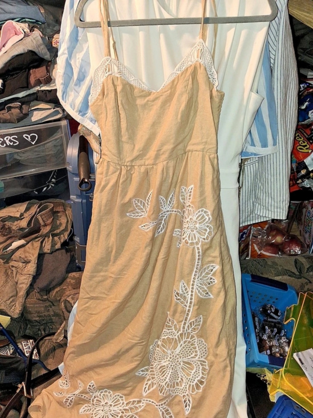 Caroline Constas Embroidered Maxi Dress in Brown & White Like New